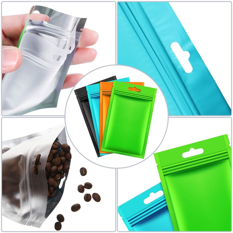 Hestya 200 Pieces Film Resealable Bags Polyester Odor Proof Bags Aluminum Foil Food Storage Metallic Flat Zipper Sealable Pouch for Small Business Candy Sample Packaging(9 x 15 cm,Multicolor) - Image 3